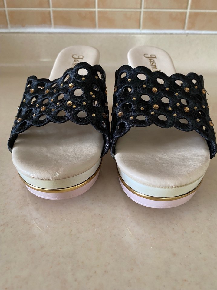 Jasmine Beyaz Payetli Dolgu Topuk Terlik - Görsel 2