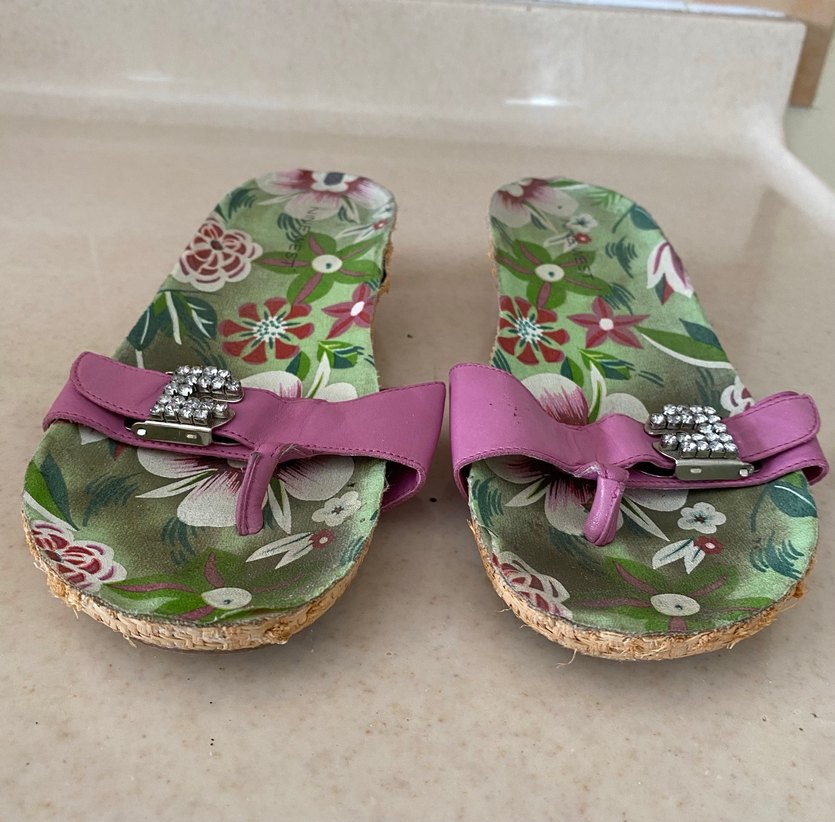 Tokalı Pembe Bohem Çiçekli Kadın Terlik - Görsel 2