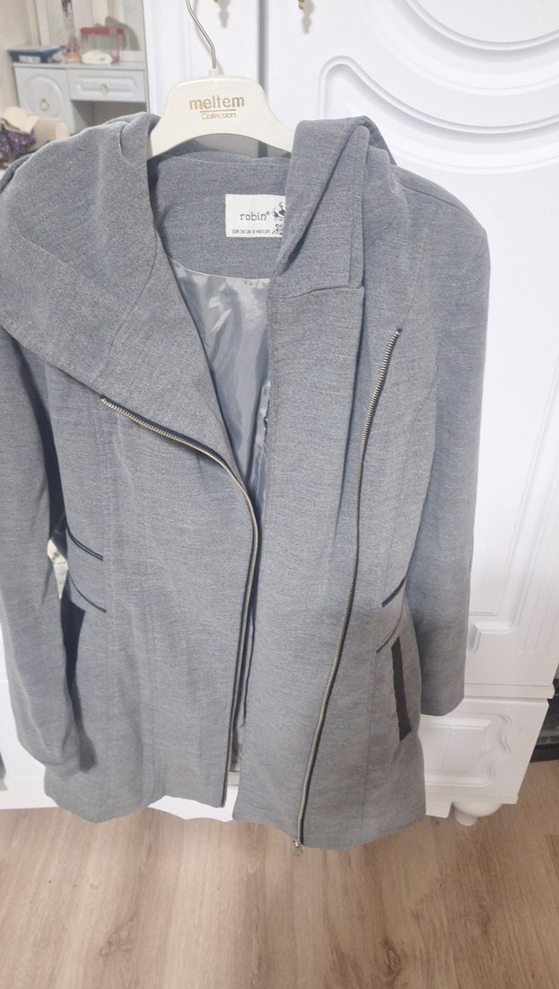 Gri Fermuarlı Kadın Ceket - Görsel 4