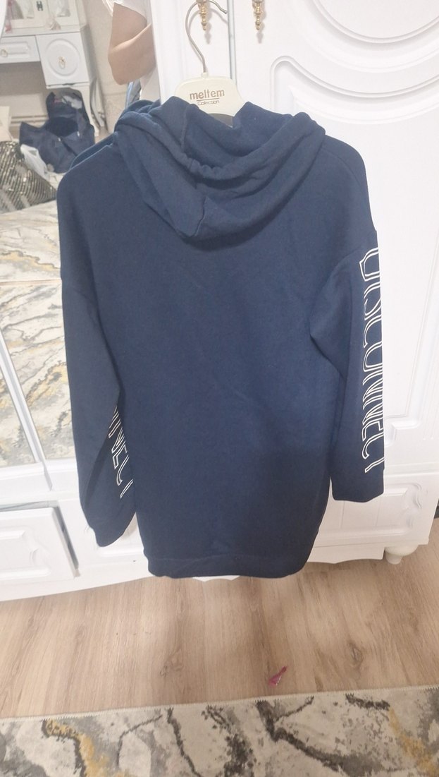 Lacivert Kapüşonlu Kadın Sweatshirt - Görsel 5