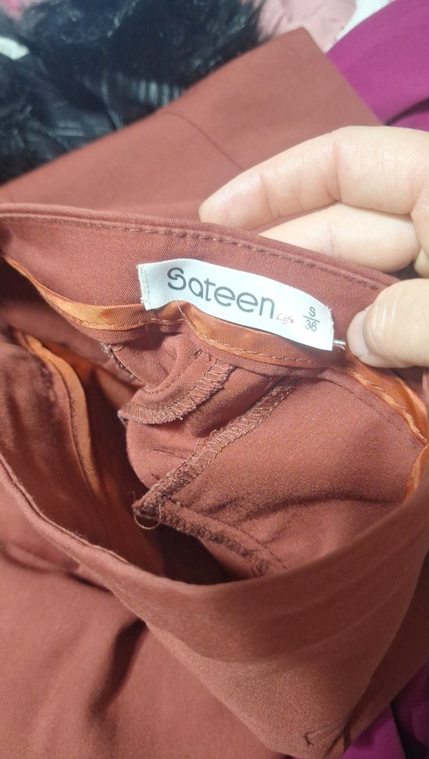 Kiremit renk Normal Kesim Kadın Kumaş Pantolon - Görsel 5