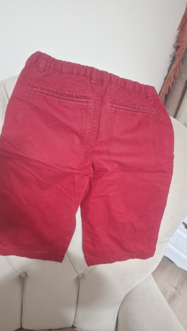 Düğmeli Kırmızı Erkek Şortu - Görsel 3