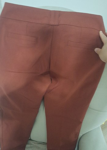 kiremit renk  Kadın Normal Kesim Kumaş Pantolon - Görsel 4