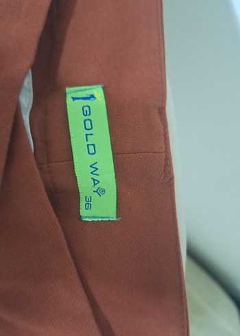 kiremit renk  Kadın Normal Kesim Kumaş Pantolon - Görsel 3