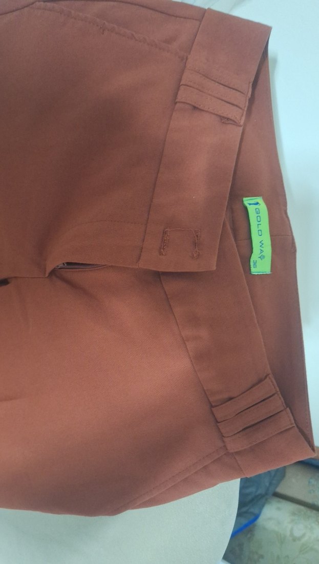 kiremit renk  Kadın Normal Kesim Kumaş Pantolon - Görsel 2