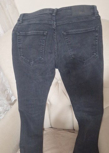 Düğmeli Gri Kadın Midi Boy Kot Pantolon - Görsel 5