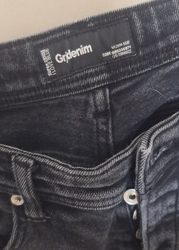 Düğmeli Gri Kadın Midi Boy Kot Pantolon - Görsel 3