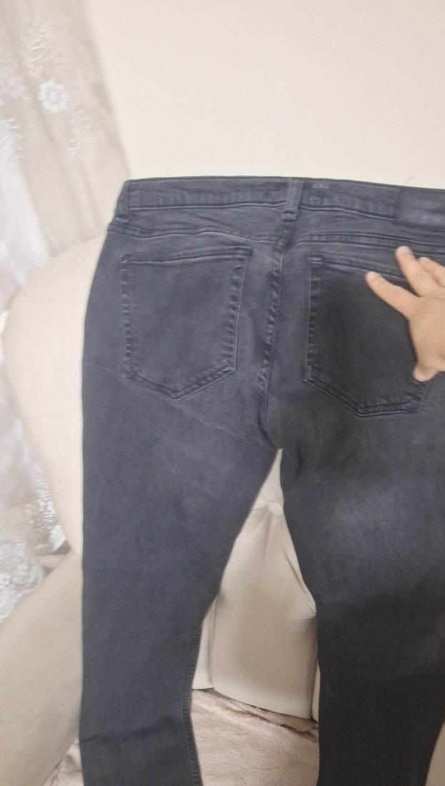 Gri Kadın Denim Pantolon - Midi Boy - Görsel 4