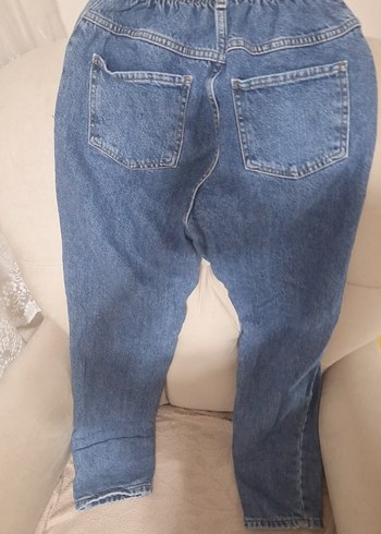 Düğmeli Mavi Kadın Denim Pantolon - Görsel 5