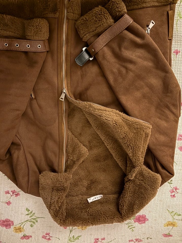 Kahverengi Süet Kapüşonlu Kadın Ceket - Görsel 2