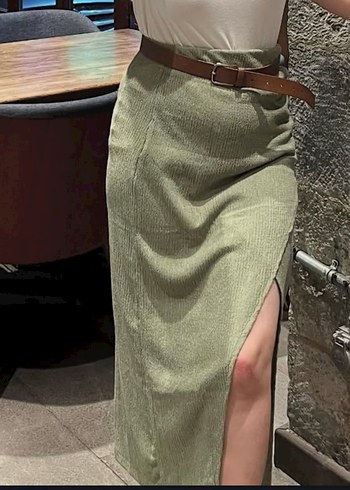 Keten Drapeli Uzun Kadın Etek - Görsel 3