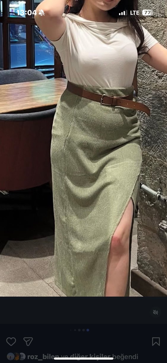 Keten Drapeli Uzun Kadın Etek - Görsel 3