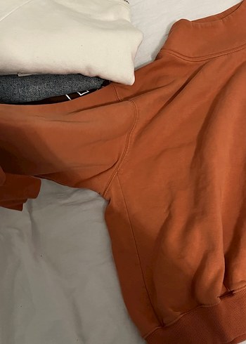 Kadın Kahverengi Yüksek Yaka Sweatshirt - Görsel 2