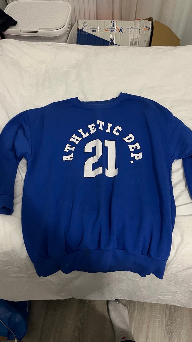 Mavi Baskılı Oversize Kadın Sweatshirt - Görsel 2