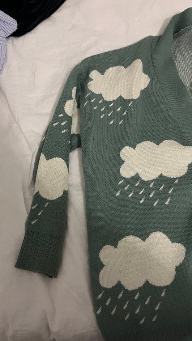 Yeşil Bulut Desenli Örgü Hırka - Görsel 2