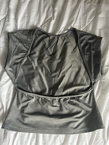 Pullbear Crop Üst Orijinal Gri M beden