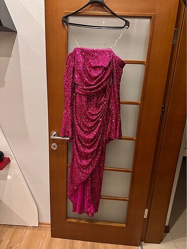 38 Beden pembe Renk Pulpayet abiye