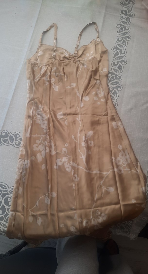 Bej Drapeli Uzun Abiye Elbise - Görsel 2