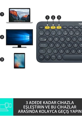Logitech K380 Çoklu Cihaz Kablosuz Klavye - Görsel 3