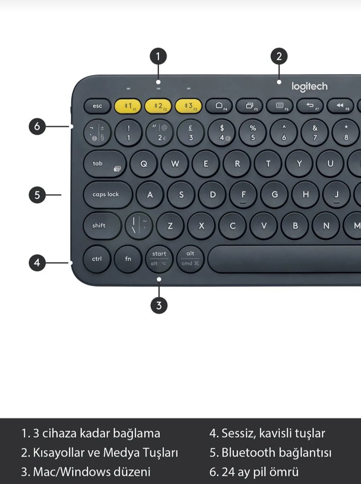 Logitech K380 Çoklu Cihaz Kablosuz Klavye - Görsel 2