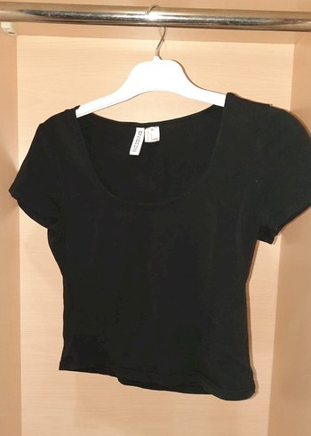 Siyah Kısa Kollu Crop Top