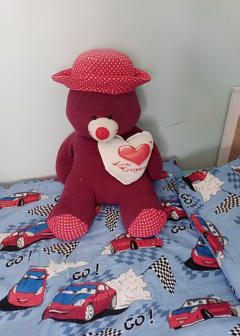 Bordo Renkli Şapkalı Peluş Ayıcık - Görsel 3