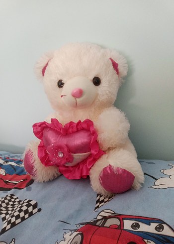 Pembe Kalpli Peluş Ayıcık Oyuncak - Görsel 4