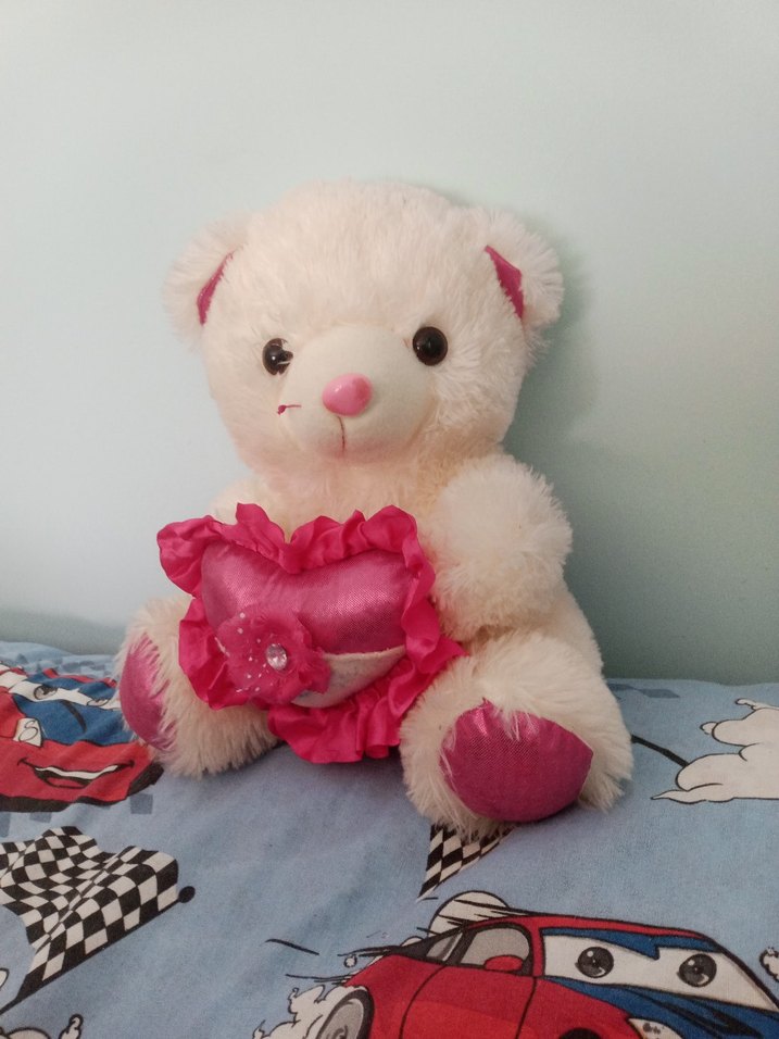 Pembe Kalpli Peluş Ayıcık Oyuncak - Görsel 4