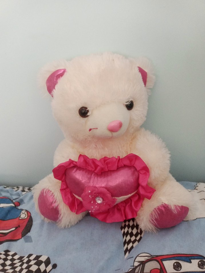 Pembe Kalpli Peluş Ayıcık Oyuncak - Görsel 2