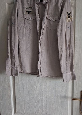 Bej Düğmeli Erkek Keten Gömlek - Görsel 2