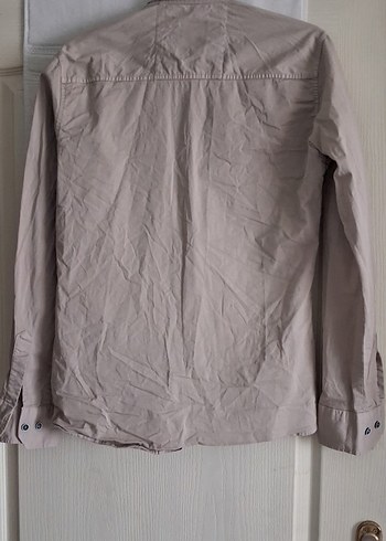 Bej Düğmeli Erkek Keten Gömlek - Görsel 7