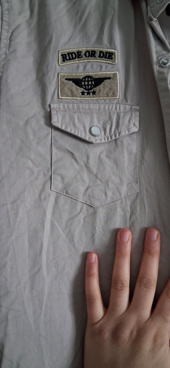 Bej Düğmeli Erkek Keten Gömlek - Görsel 4