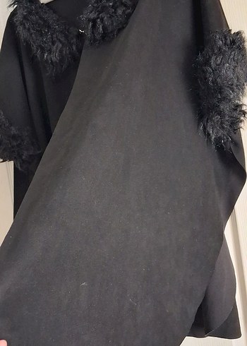 Siyah Kürklü Midi Goth Kadın Kaban - Görsel 4