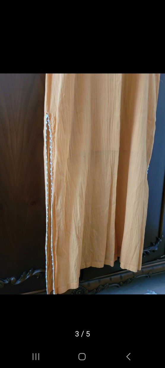 Nakışlı Camel Bohem Uzun Elbise - Görsel 3