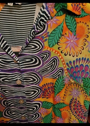 Renkli Bohem Uzun Kollu Elbise - Görsel 6