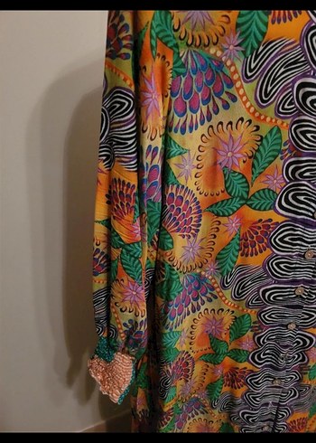 Renkli Bohem Uzun Kollu Elbise - Görsel 3