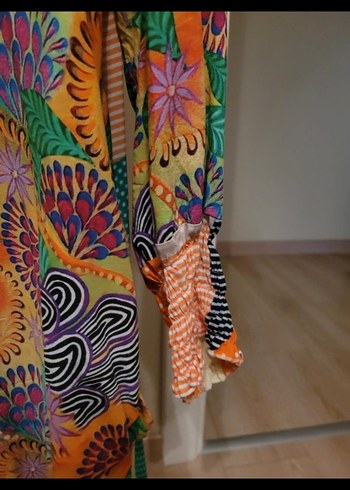 Renkli Bohem Uzun Kollu Elbise - Görsel 7