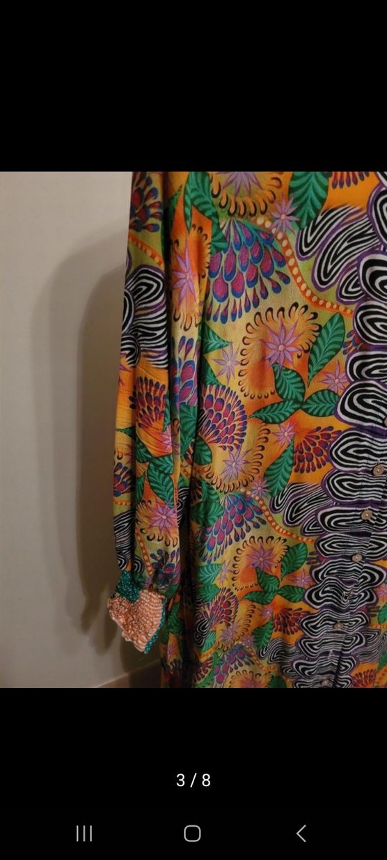 Renkli Bohem Uzun Kollu Elbise - Görsel 3