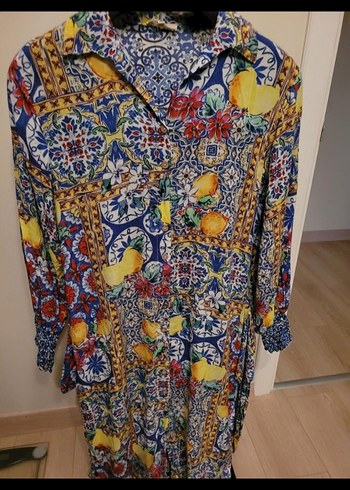 Renkli Desenli Uzun Kollu Bohem Elbise - Görsel 6