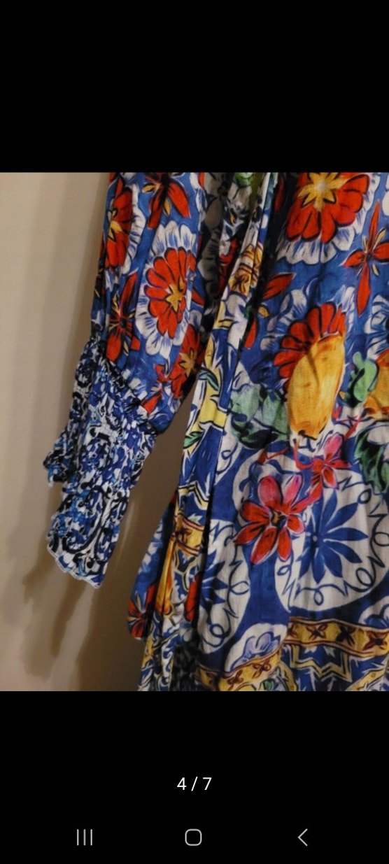 Renkli Desenli Uzun Kollu Bohem Elbise - Görsel 4