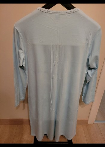 Mavi Uzun Kollu Midi Kadın Gecelik - Görsel 2