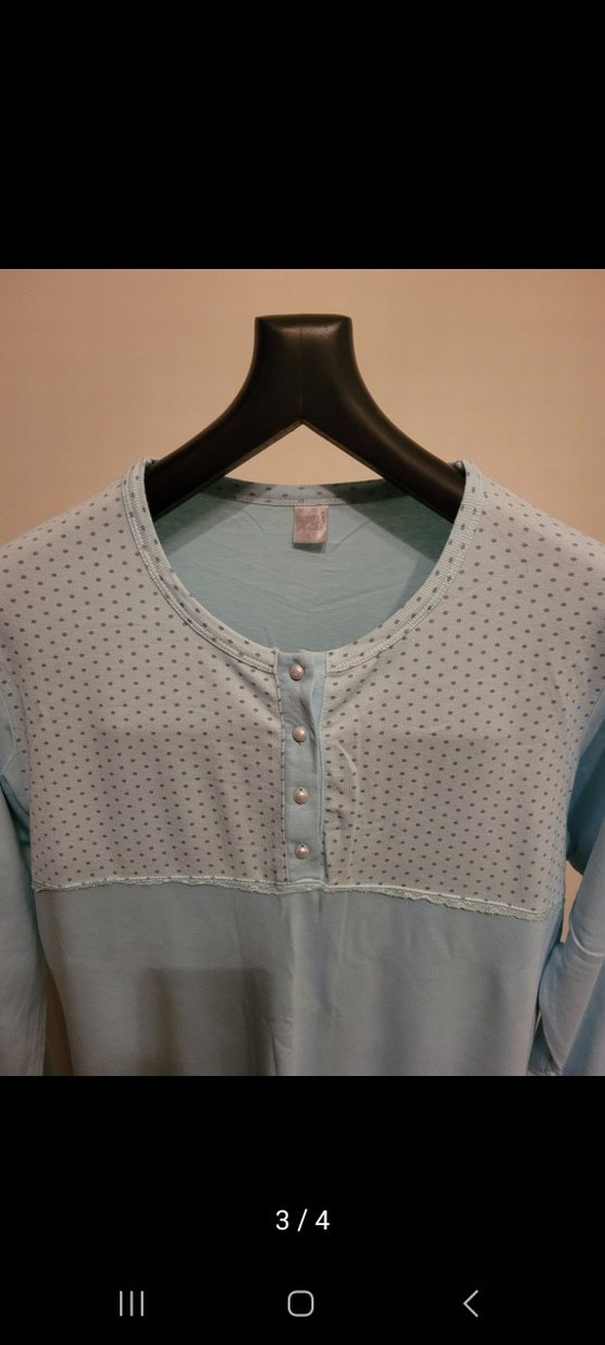 Mavi Uzun Kollu Midi Kadın Gecelik - Görsel 3