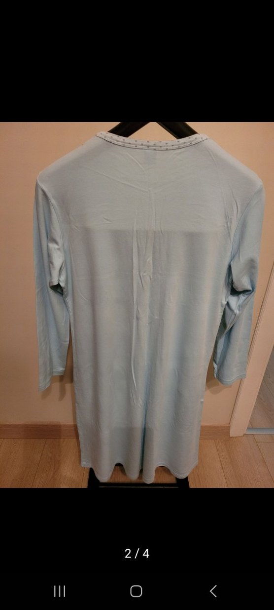 Mavi Uzun Kollu Midi Kadın Gecelik - Görsel 2