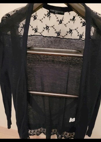 Dantel Detaylı Siyah Kadın Hırka - Görsel 5