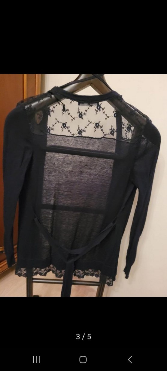 Dantel Detaylı Siyah Kadın Hırka - Görsel 3