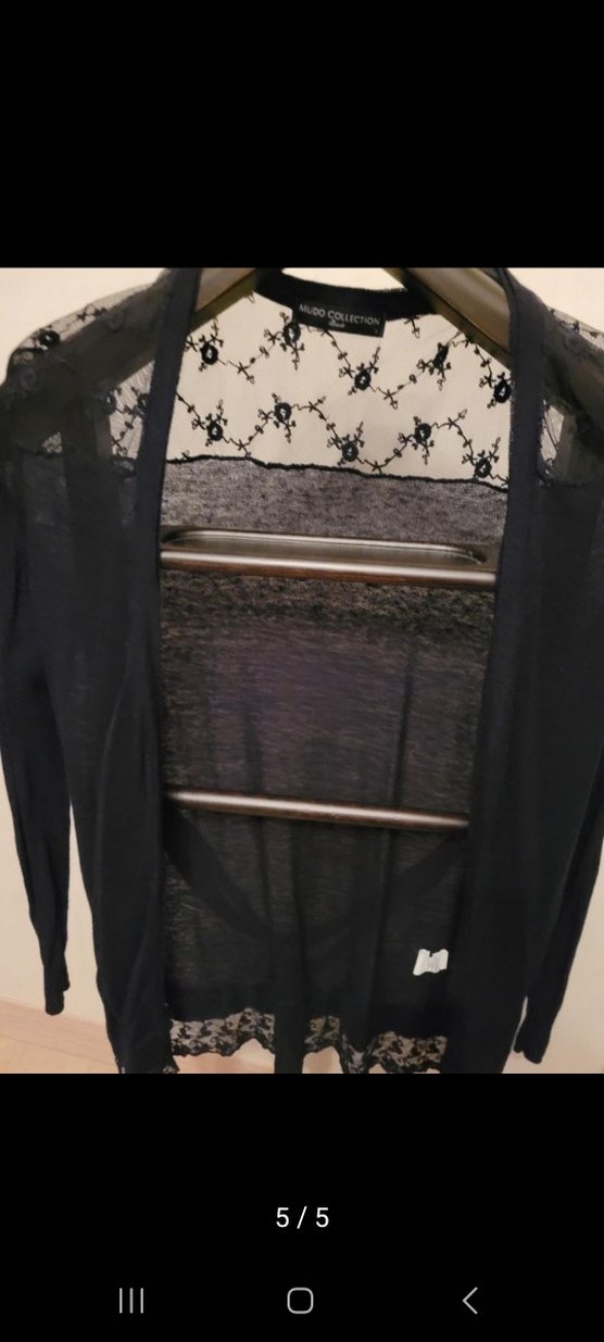 Dantel Detaylı Siyah Kadın Hırka - Görsel 5