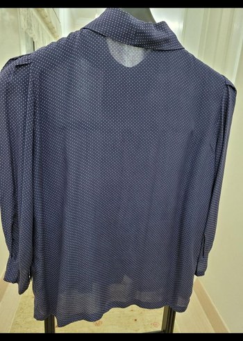 Düğmeli Vintage lacivert Kadın Gömlek - Görsel 4