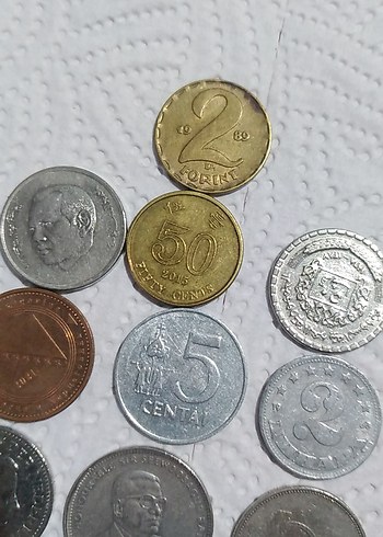 Vintage Çok Renkli Retro Madeni Paralar - Görsel 3