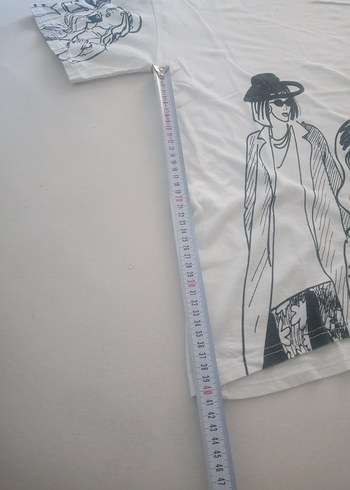 Baskılı Beyaz Kız Tişörtü, Rahat Kesim - Görsel 8