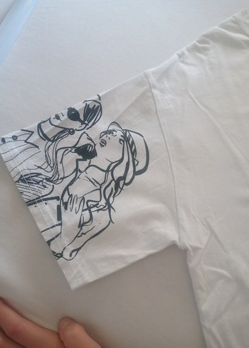 Baskılı Beyaz Kız Tişörtü, Rahat Kesim - Görsel 5